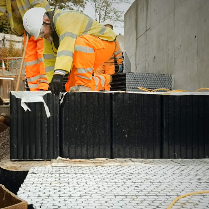 découpe des blocs nidaplast RA600 pour le déversoir de Toddbrook au Royaume Uni