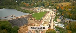 Mise en œuvre de remblai allégé Nidaplast RA600 pour le nouveau déversoir du barrage de Toddbrook à Whaley Bridge