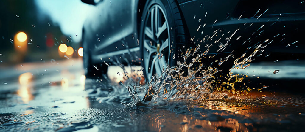 ruissellement eau pluviale sur parking