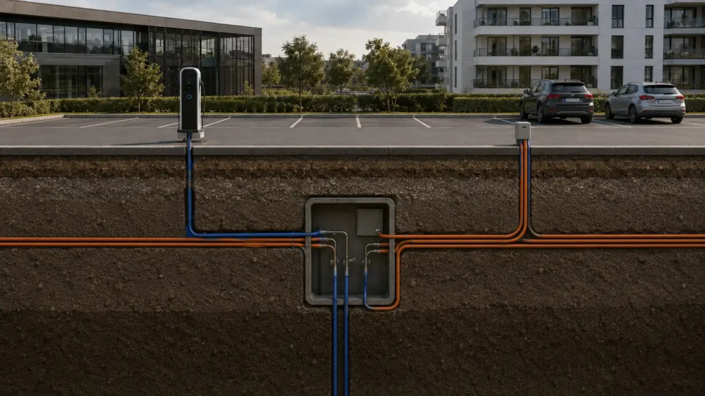 borne electrique parking perméable